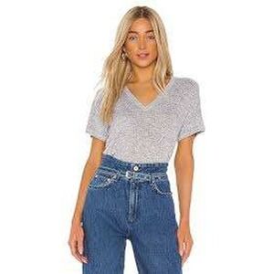 Rag & Bone Avryl Heather Gray V Neck Short Sleeve Tee Size Large